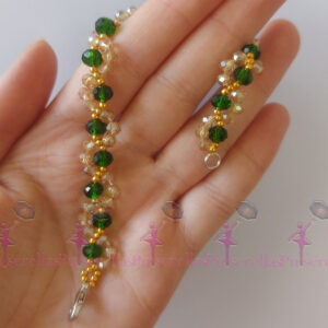 Pulsera de cristales en tonos dorado y verde